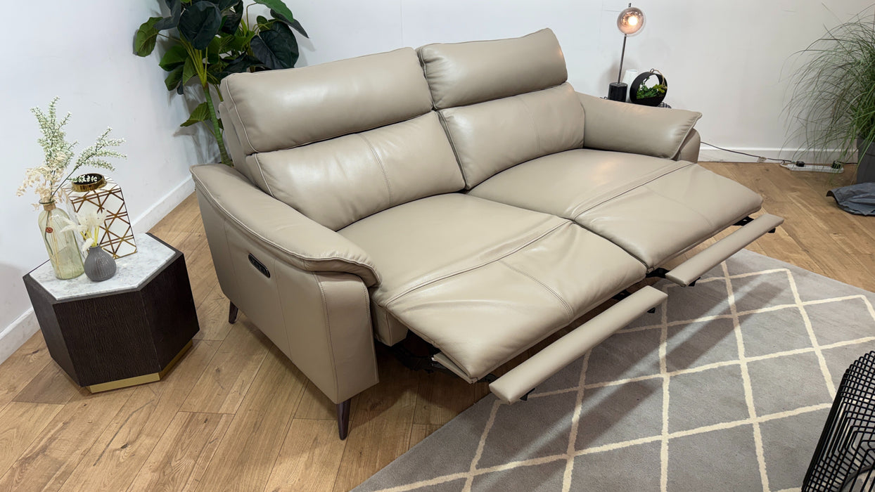 Sofology Arlo Leather 2.5 Seater Power Recliner in Trusty Embossed Stone