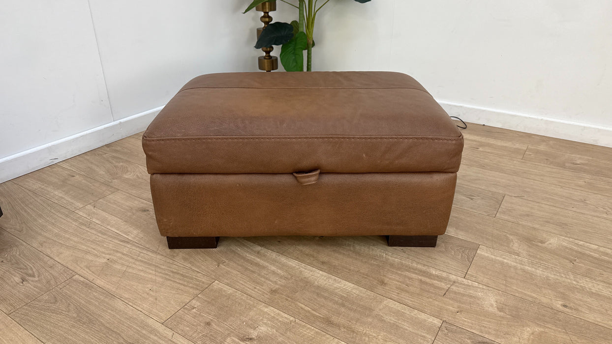Sofology Linara Leather Storage Footstool in Apollo Espresso