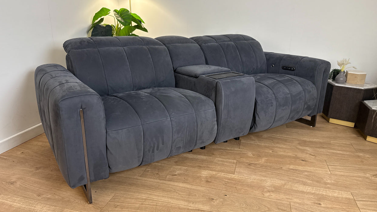 Sofology The Paramount 2.5 Seater Recliner Sofa Console in Nubuck Feel Fabric Charcoal