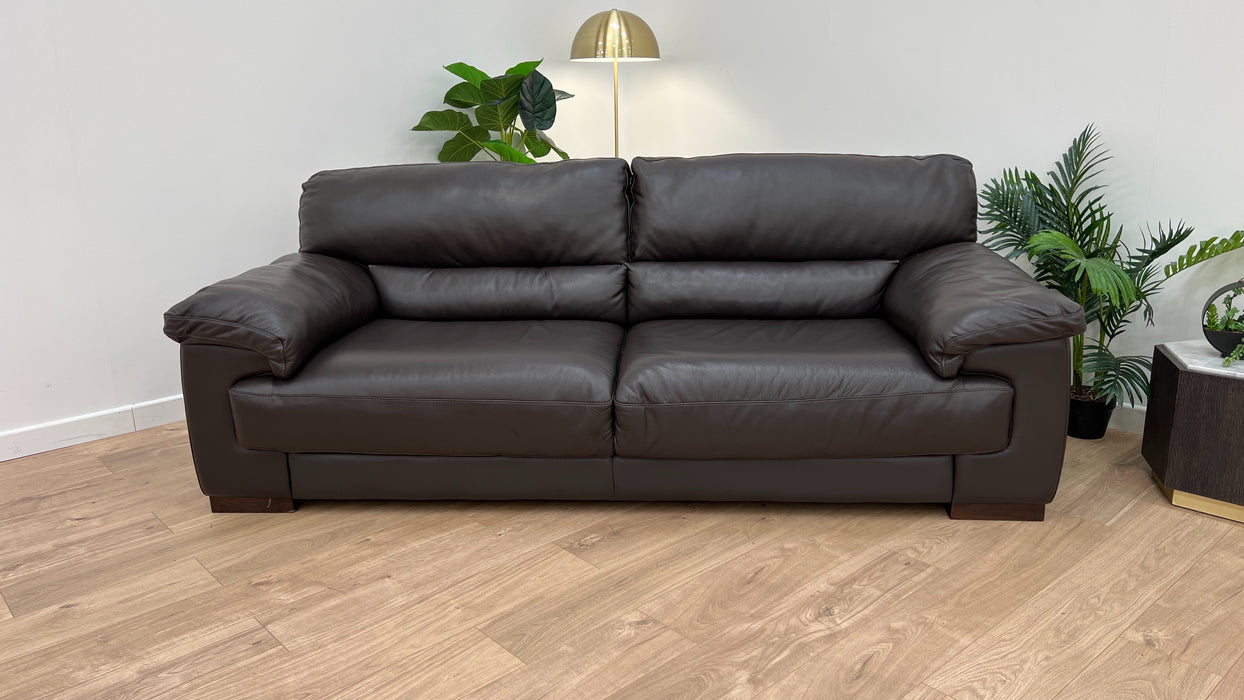 Santino 3 Seater - Leather Sofa - Mocha Brown