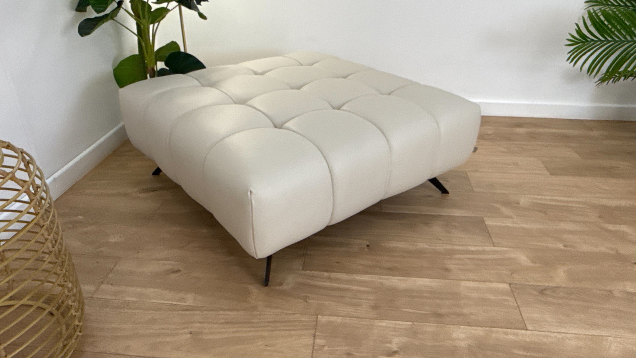 DFS The Azienda Leather Footstool in Frost