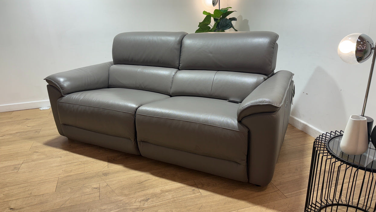 Sofology Hugo Leather 2.5 Seater Power Recliner/Headrest in Trusty Embossed Elephant