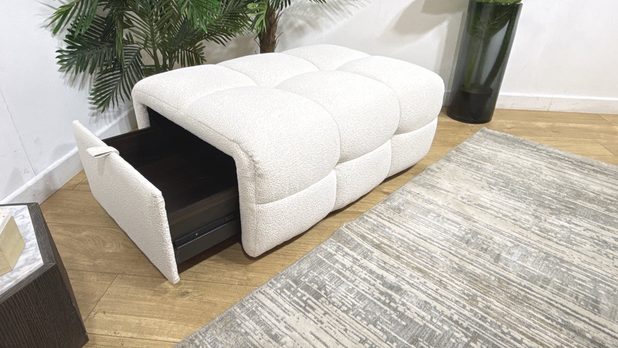 Sofology Lunar Fabric Designer Storage Footstool in Woven Boucle Linen