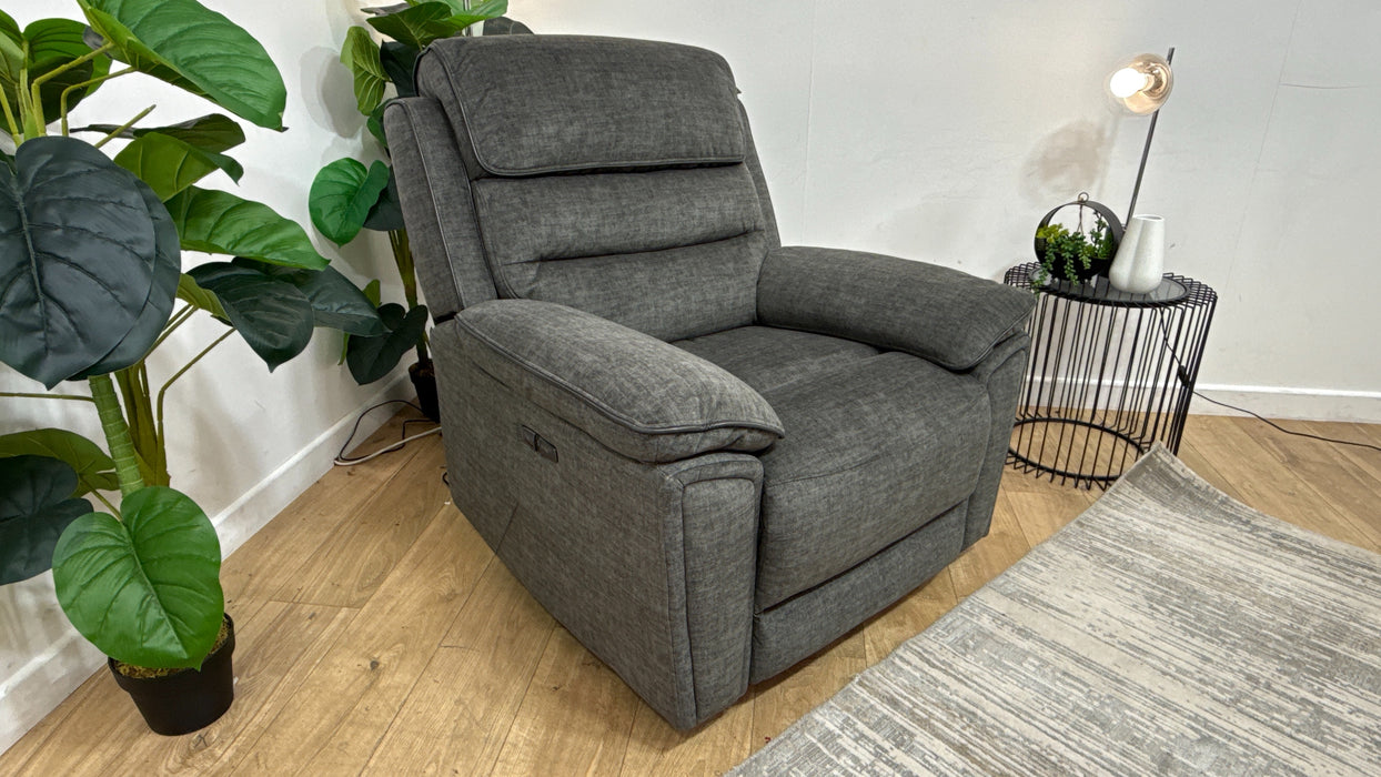 DFS Lawson Fabric Power Recliner Chair in Grey