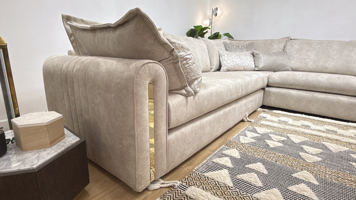 Sofology  Savoy 3 Corner 3  with Console Fabric Sofa in Lifestyle Dapple Marble