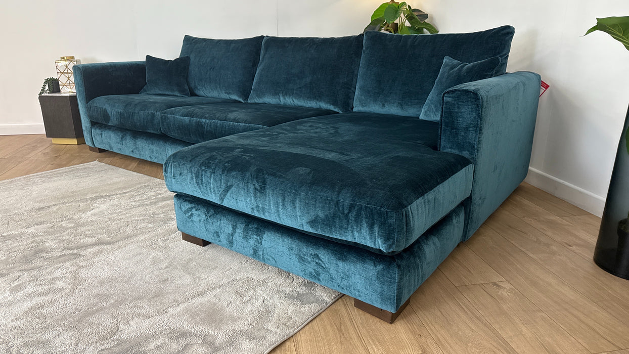Sofology Majestica Fabric 3 Seater Chaise in Luxe Chenille Teal