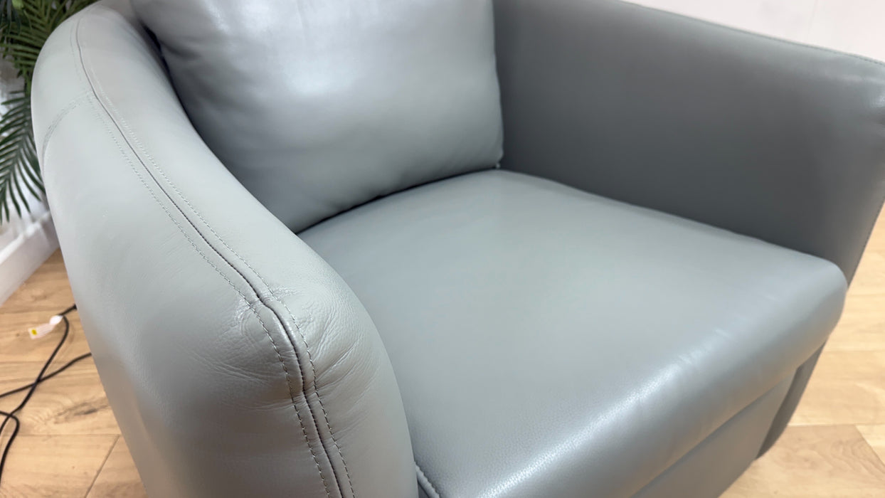 Sofology Marvella Leather Swivel Chair in Trusty Sheen Leather Granite Teal