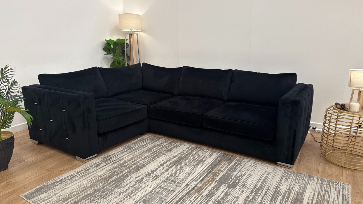 Sofology The Titan 1 Corner 2 Fabric Sofa in Festival Black/Bronze Mix