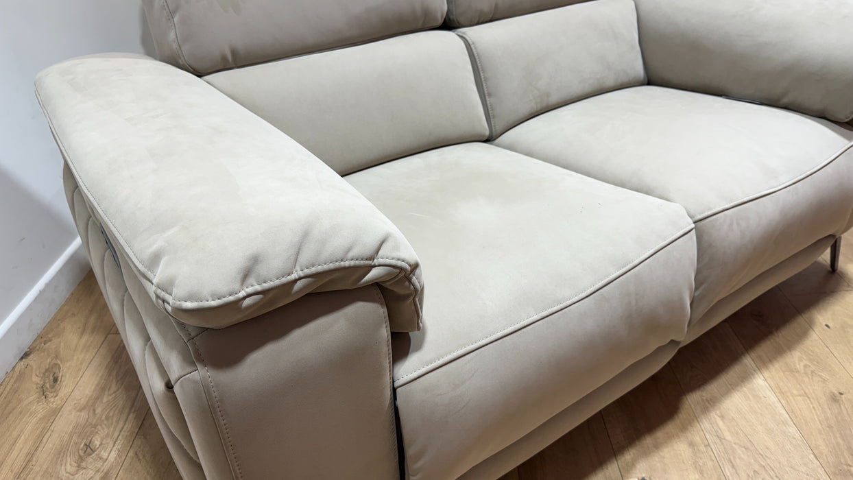 Sofology Fratelli Fabric 2 Seater Power Recliner/Headrest in Lifestyle Nubuck Feel Stone