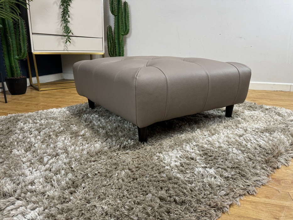 Bridgerton Leather  Designer Footstool - Trusty Supple Leather Taupe Grey (WA2)