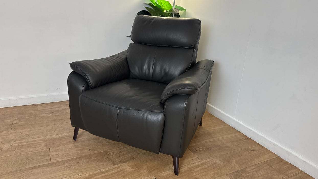 Sofology The Arlo Reclining Chair in Trusty Embossed Leather Charcoal