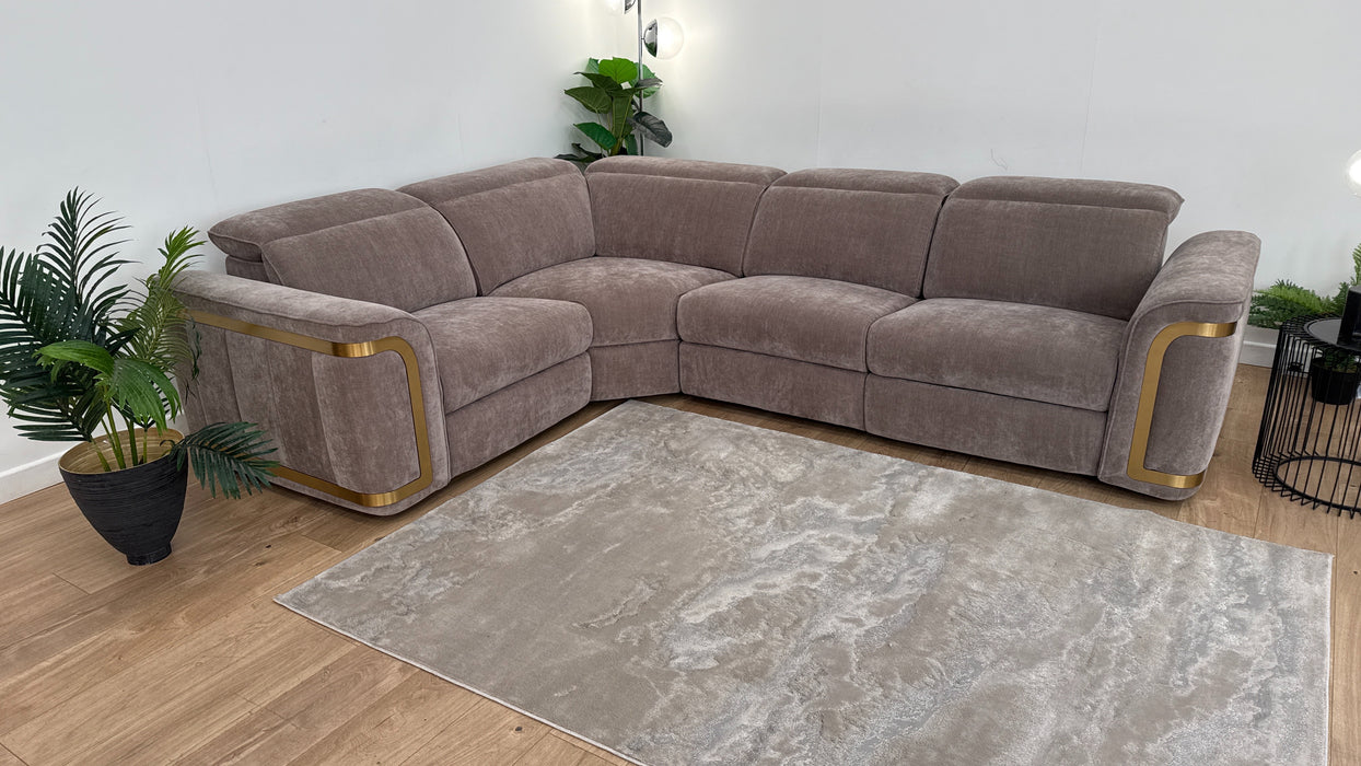 Sofology The Plaza 1.5 Corner 3 Fabric Recliner in Relaxed Chenille Nutmeg