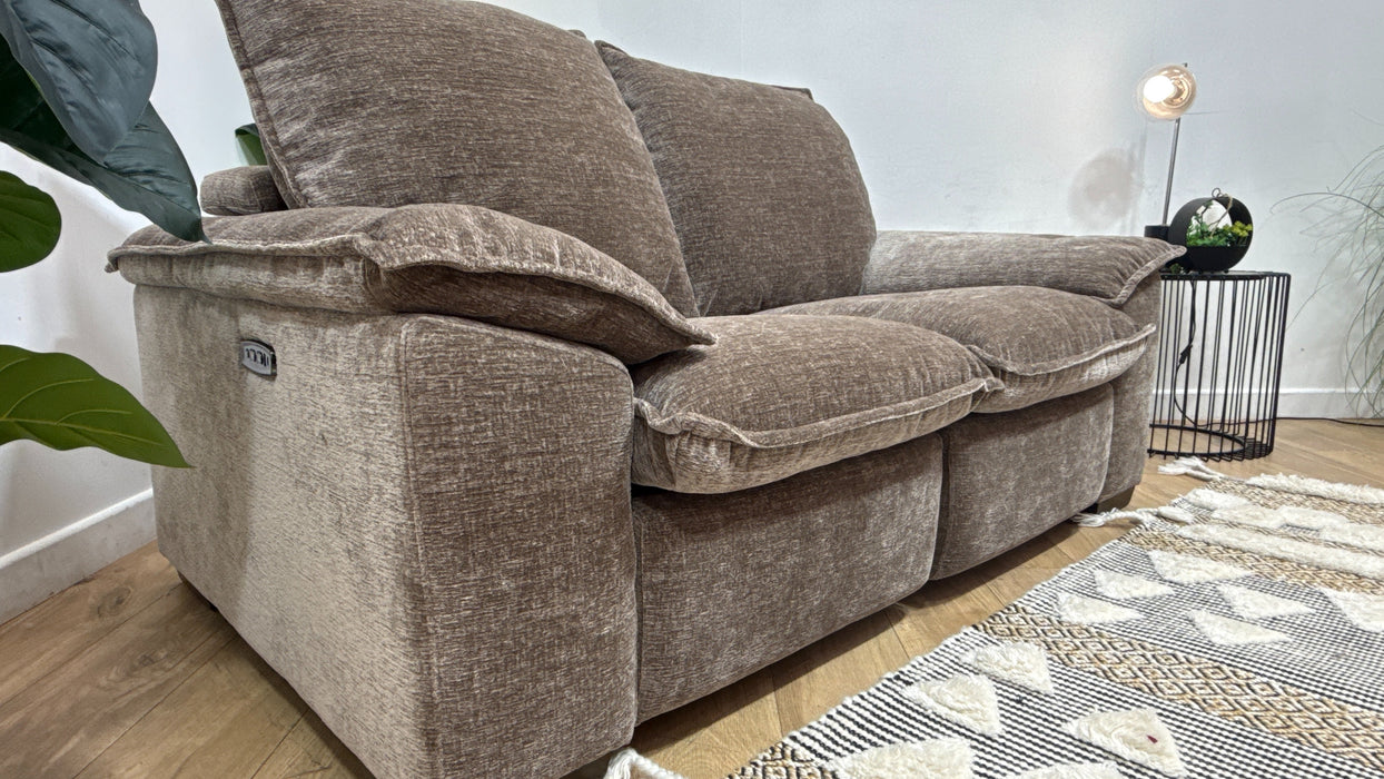 Sofology Embrace 2 Seater Power Recliner/Headrest in  Chenille BrownFab