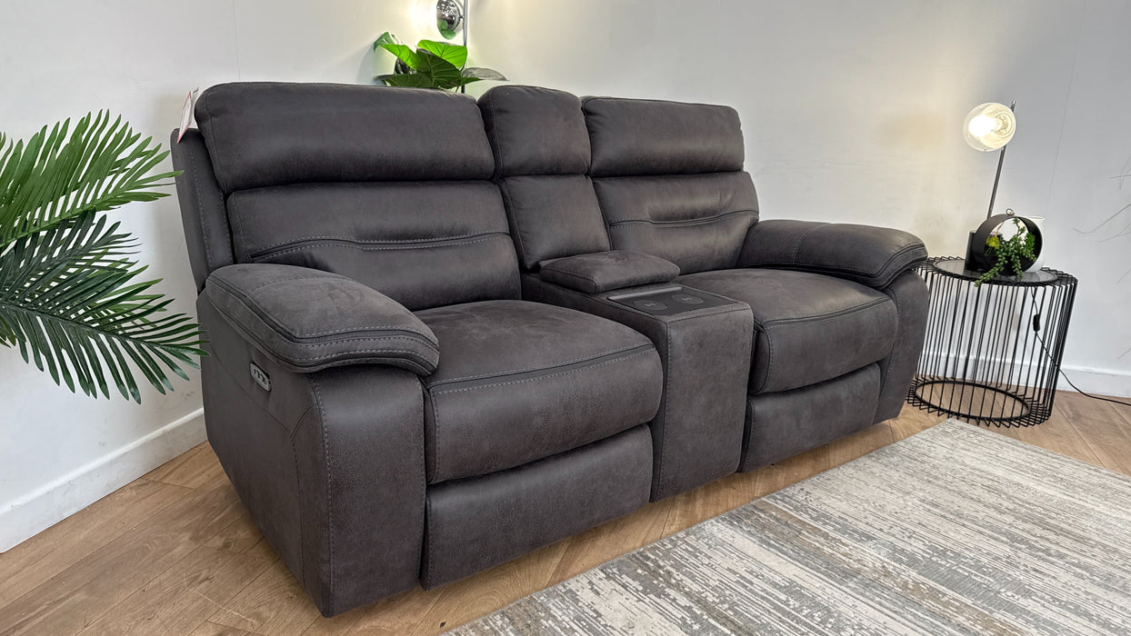 DFS The View Express Leather Recliner Cinema 2 Seater in Charcoal