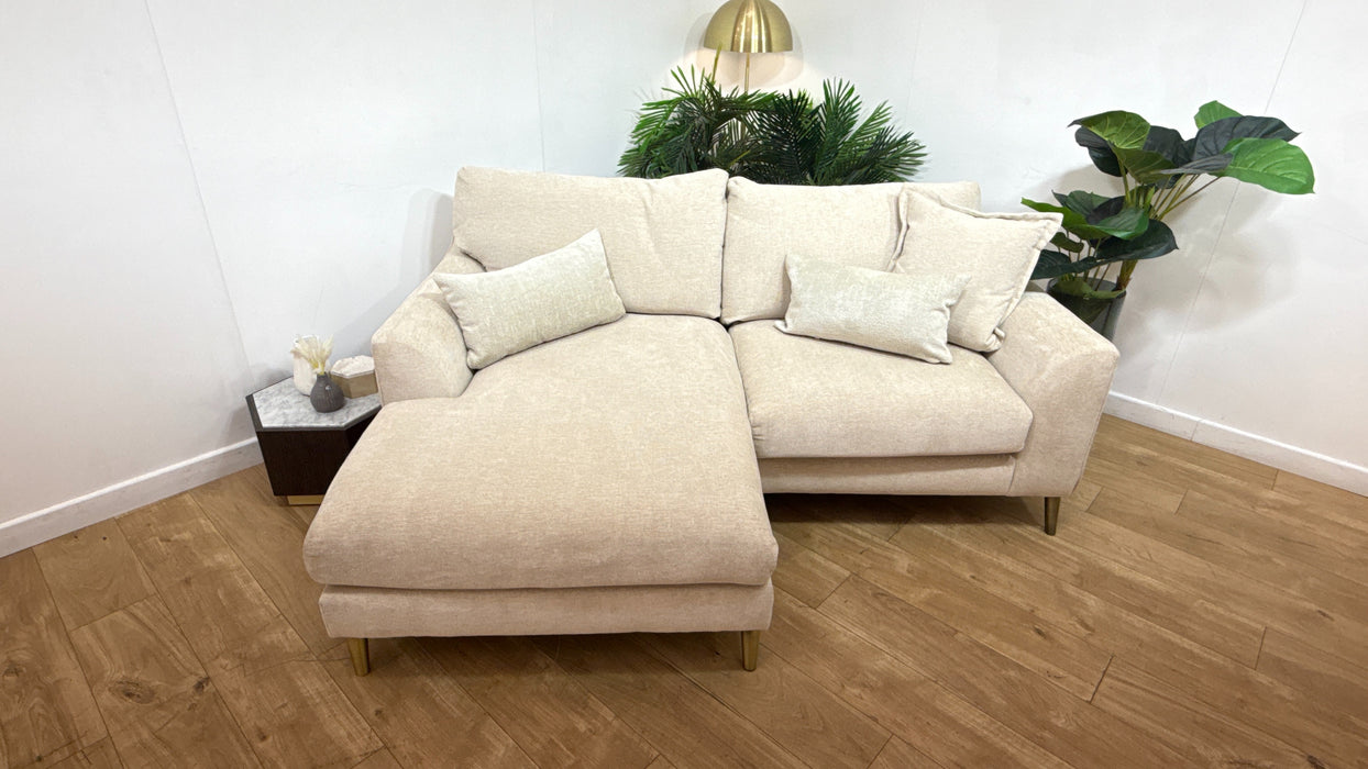 Sofology Mayfair Fabric Chaise 3 Seater Foam Seats in Linen Look Chenille Natural
