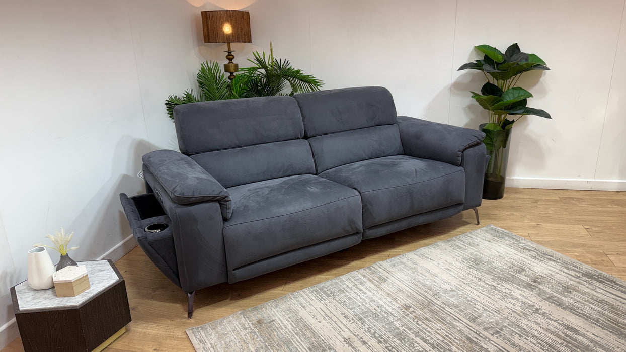 Sofology Fratelli Fabric 2.5 Seater Power Recliner/Headrest in Lifestyle Nubuck Feel Charcoal
