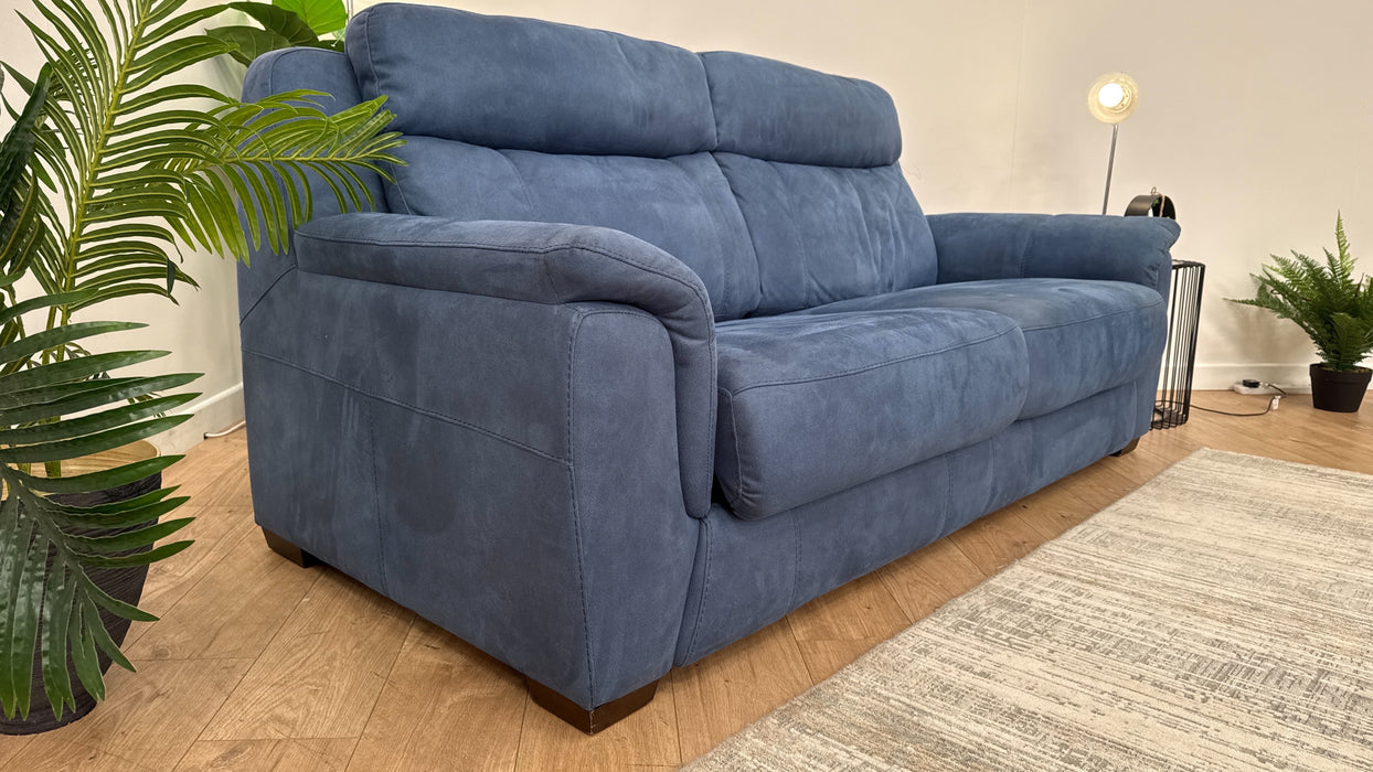 DFS Ronan 3 Seater Fabric Sofabed in Blue Microfibre