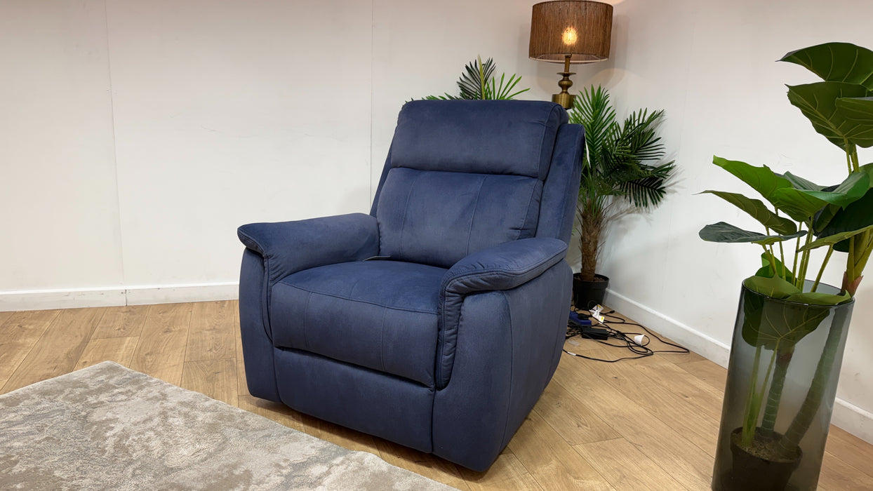 Sofology Bradie Fabric Chair Power Recliner/Headrest in Lifestyle Flecked Navy