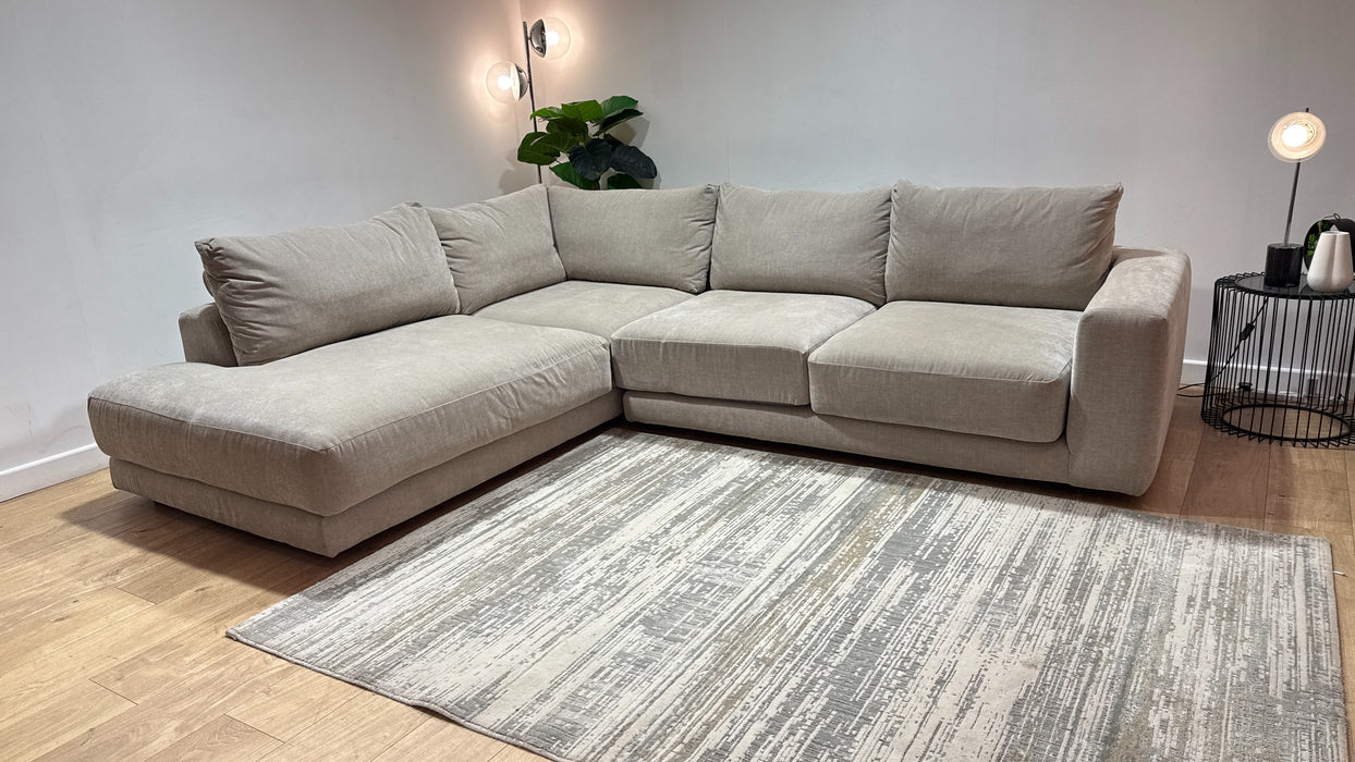 Sofology Amalfi Fabric Chaise 1 Corner 2 in Vintage Chenille Pebble