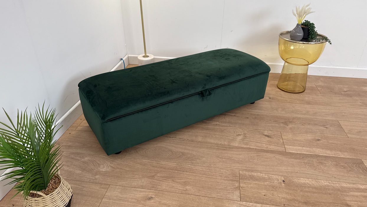 Islington Storage Footstool - Fabric Ottoman - Sleek Green