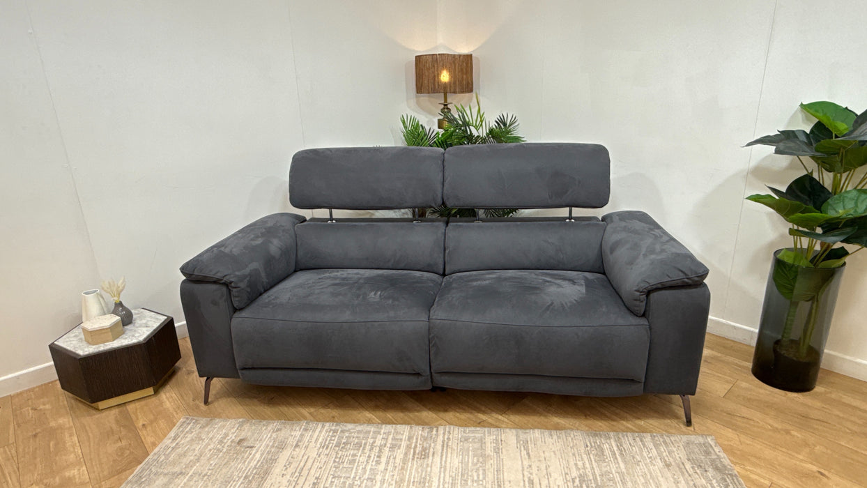 Sofology Fratelli Fabric 2.5 Seater Power Recliner/Headrest in Lifestyle Nubuck Feel Charcoal