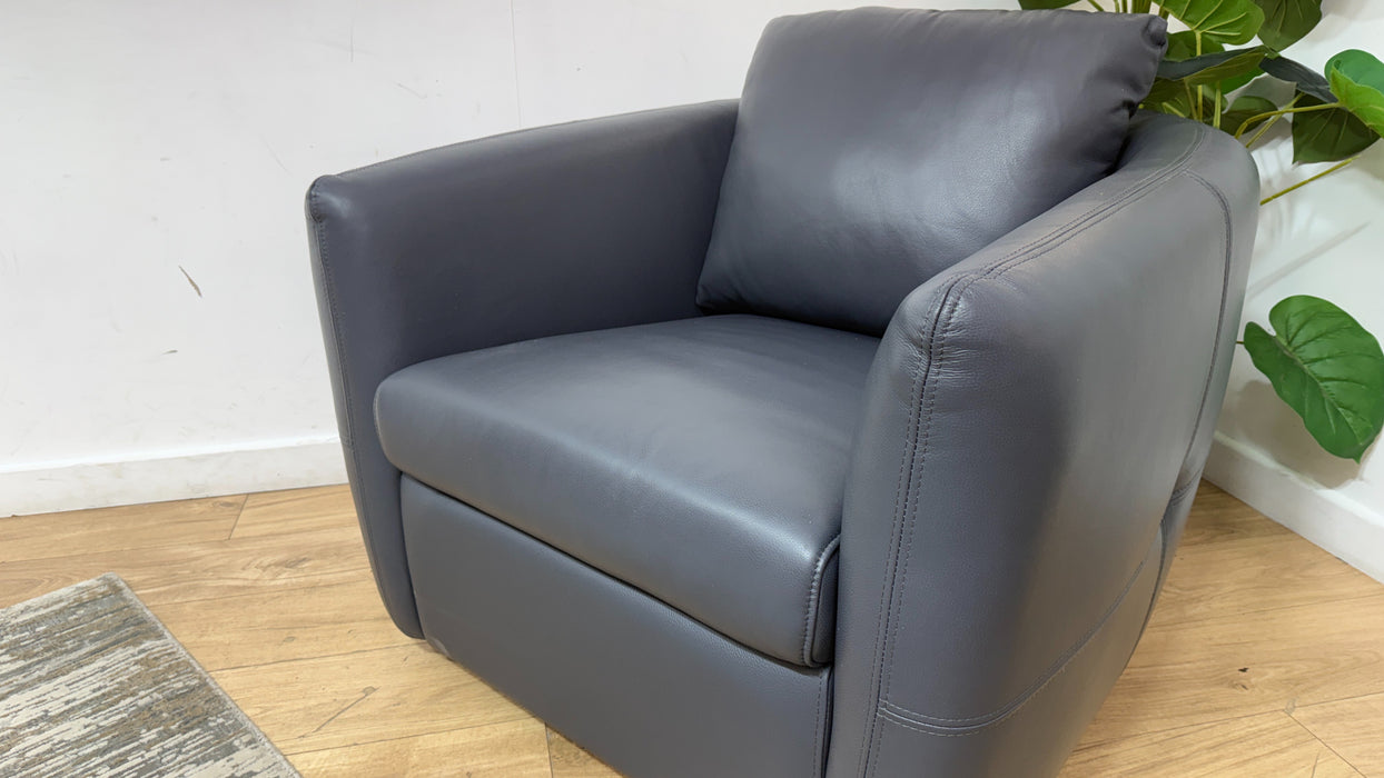 Sofology Marvella Leather Swivel Chair in Trusty Sheen Lavender Grey