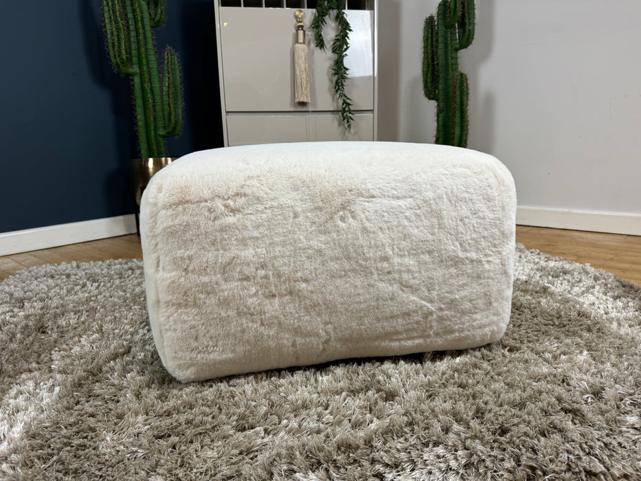 Eski Fabric Designer Foostool - Fur Ivory - ( WA2 )