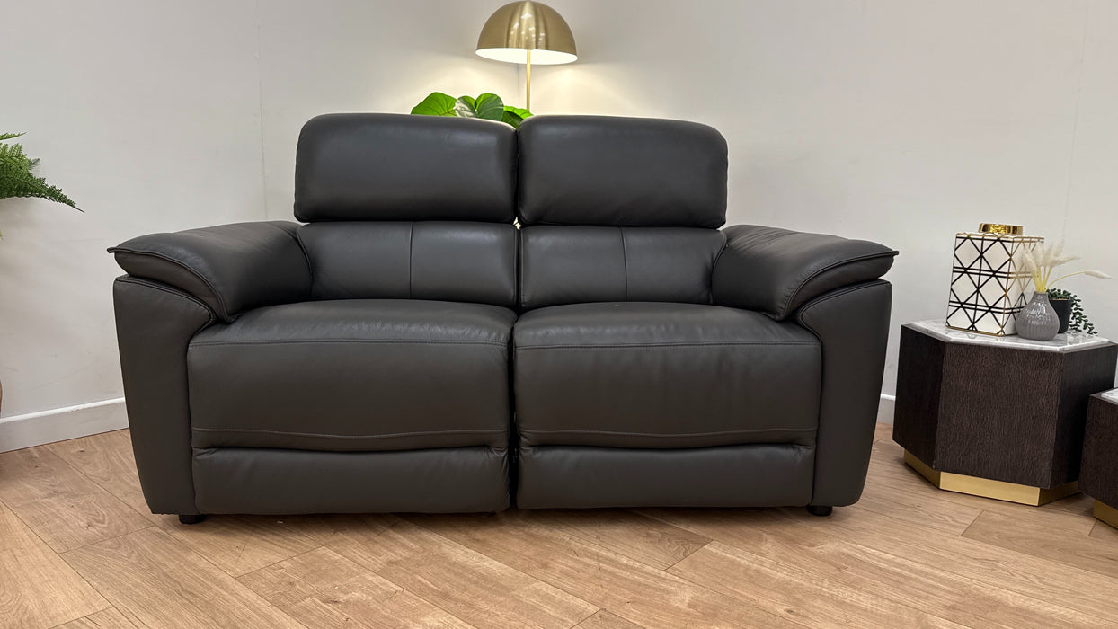 Sofology The Hugo 2 Seater Recliner Sofa in Trusty Embossed Leather Charcoal