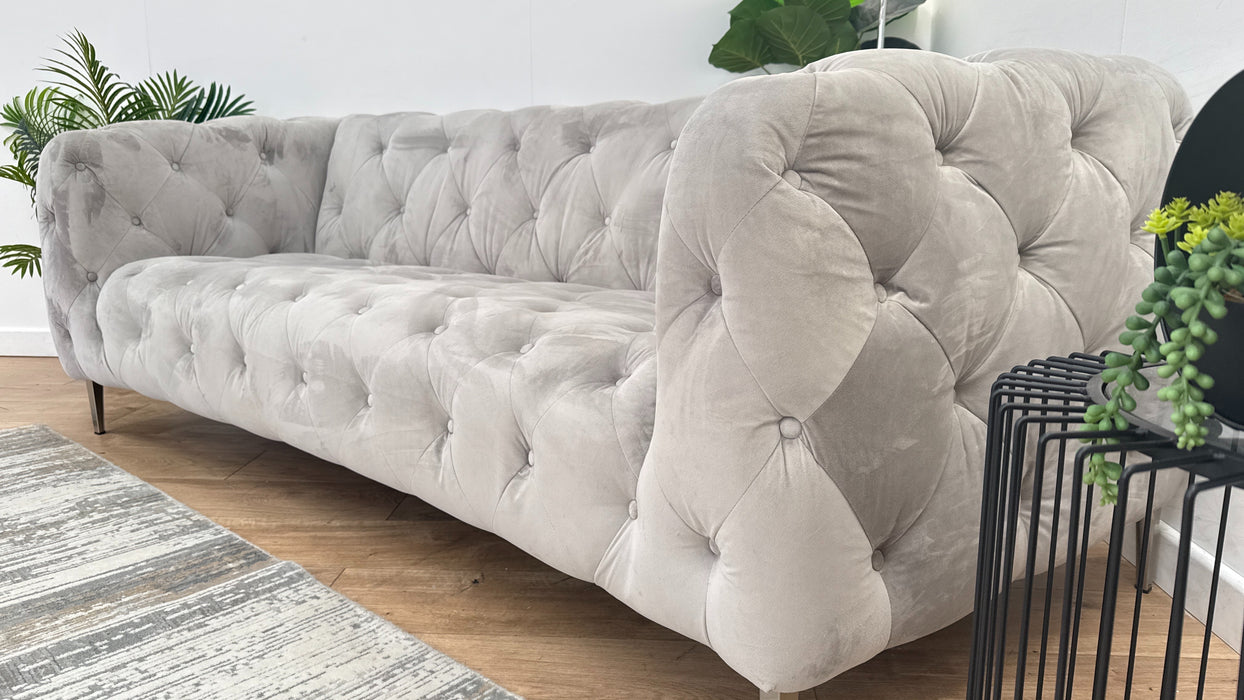 Sofology The Alchemist 3 Seater Fabric Sofa in Plush Silver
