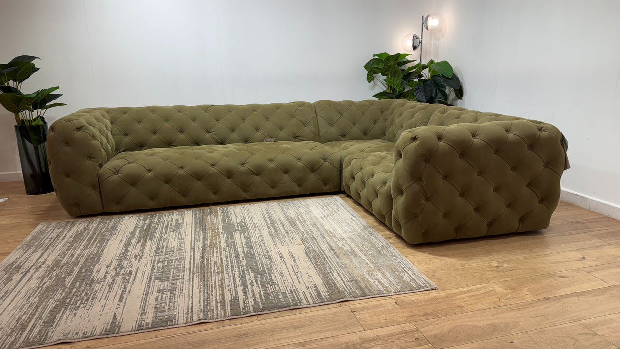 Sofology Venezia Fabric 3 Corner 1.5 in Lifestyle Nubuck Feel Moss