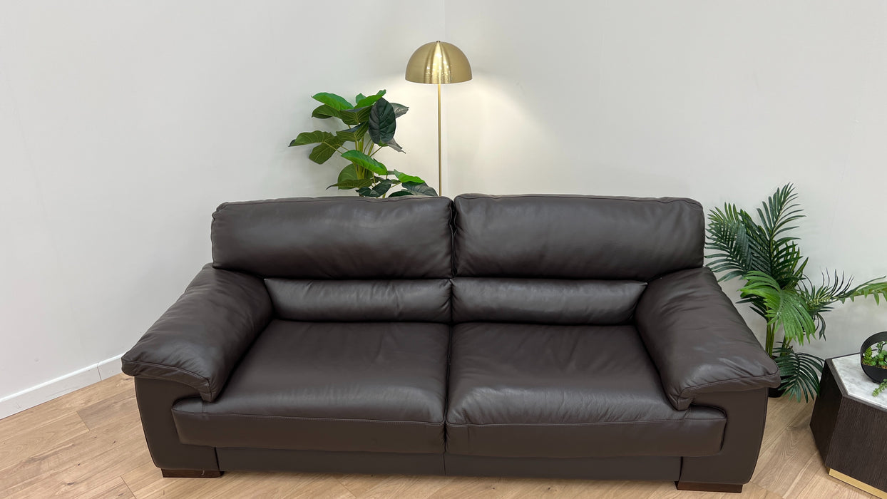 Santino 3 Seater - Leather Sofa - Mocha Brown