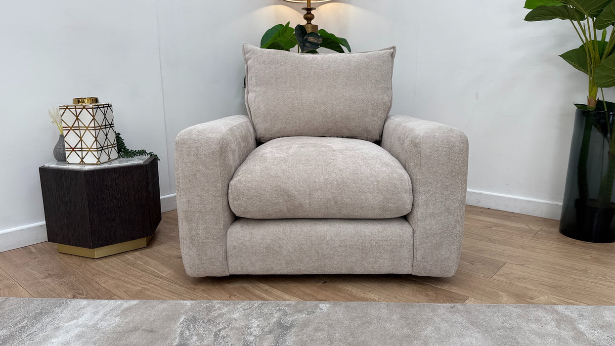 Sofology Haven Fabric Chair Full Back Fibre/Foam Seats in Cosy Chenille Pebble