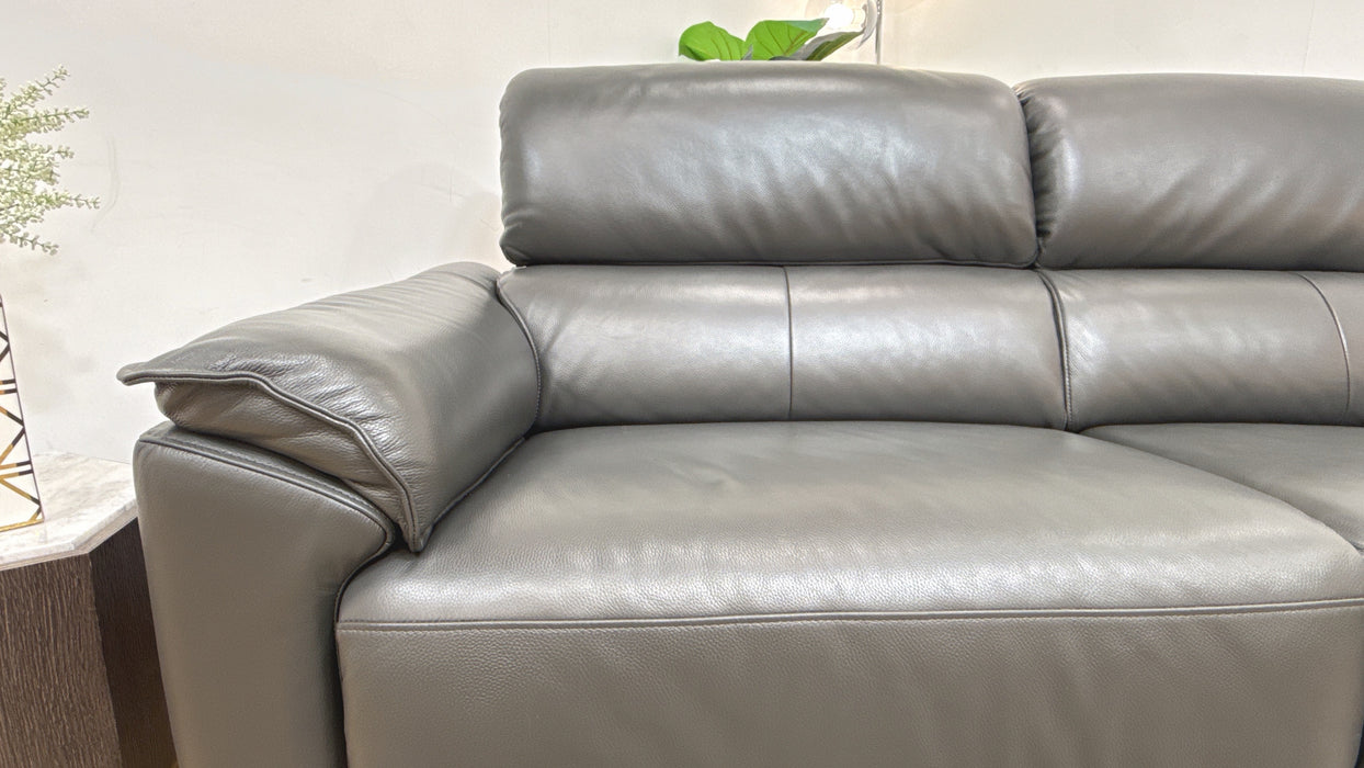 Sofology Hugo Leather 2.5 Seater in Trusty Embossed Charcoal