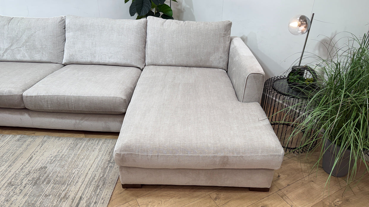 Sofology Majestica Fabric 3 Seater Chaise in Luxe Chenille Oyster Mix