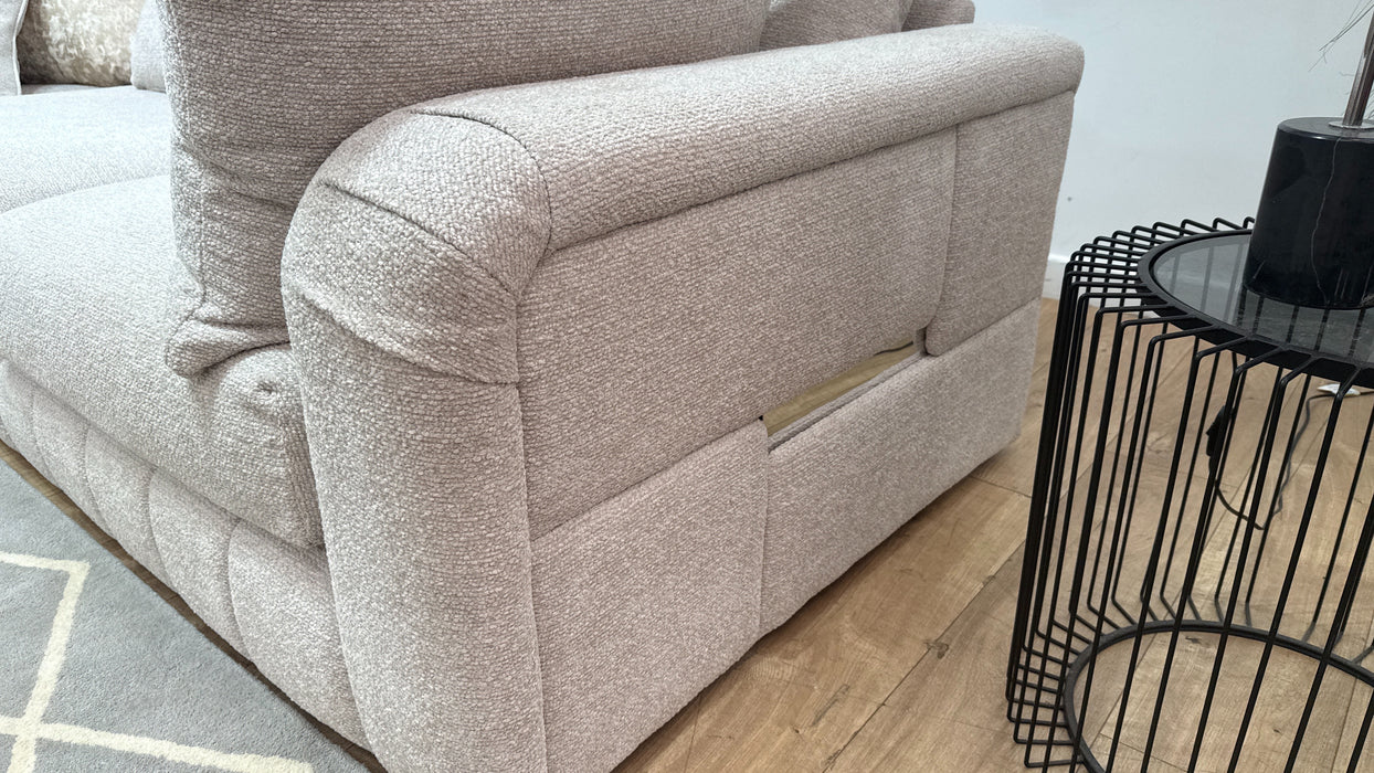 Sofology Westwood Fabric 1 Corner 3 Silver Trim in Soft Boucle Blush Mix
