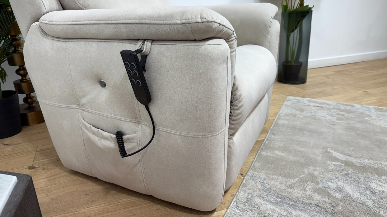 Sofology Ripley Fabric Chair Rise & Recline Heated Seat in Lifestyle Flecked Ivory