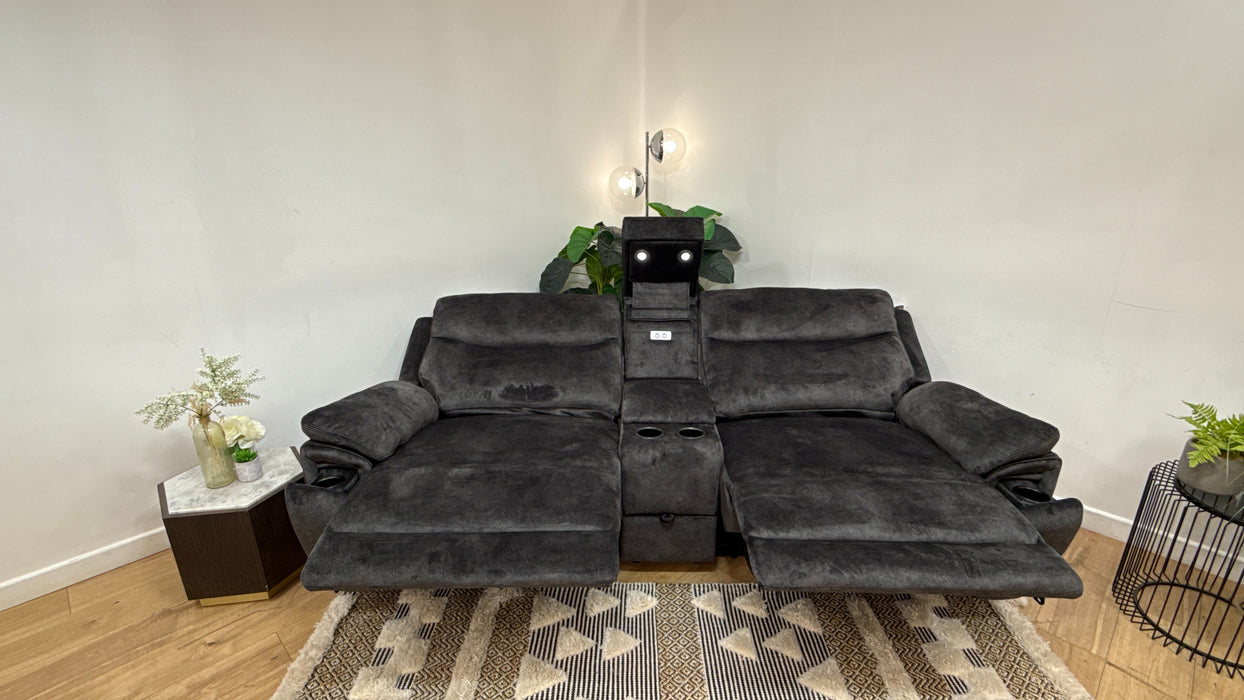 DFS Trek 2 seater Power Recliner with console in Charcoal