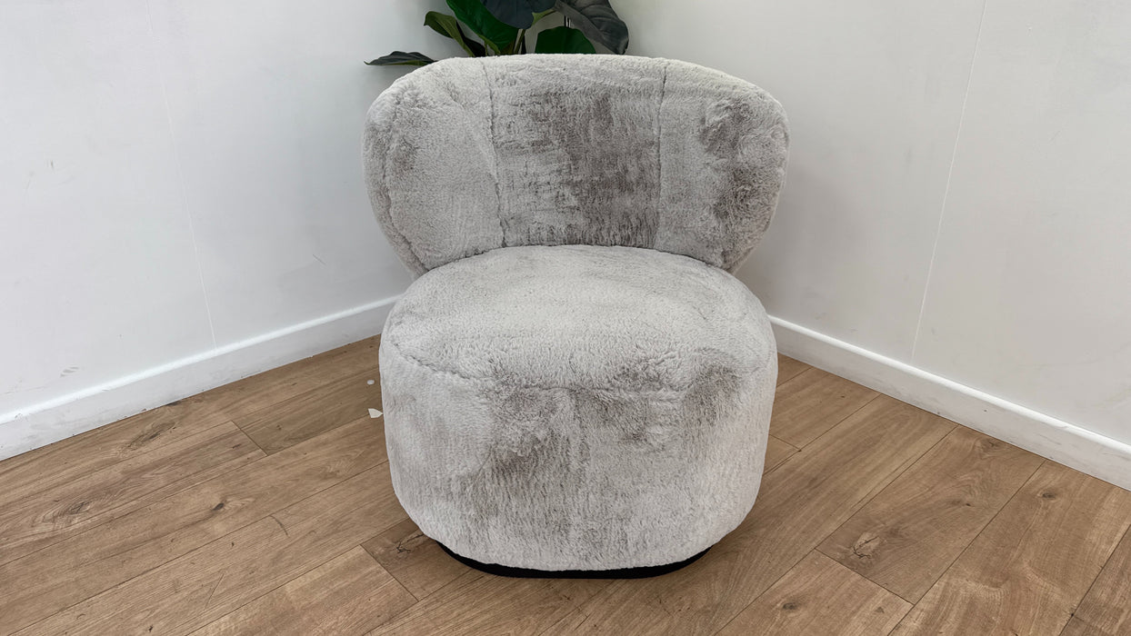 Sofology The Huski Fabric Accent Chair in Super Soft Faux Fur Grey