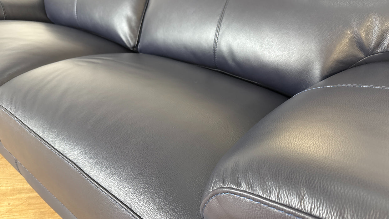 DFS Tristan 3 Seater Leather Sofa in Denim Blue
