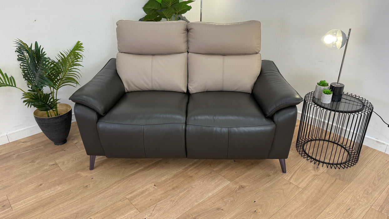 The Arlo 2 Seater Sofa - Leather  - Power Recliner - Trusty Embossed Stone