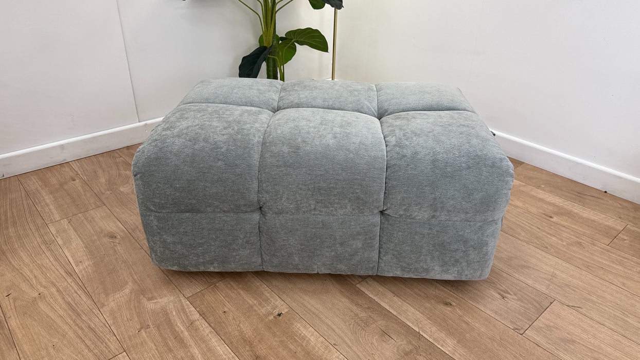 Sofology The Lunar Footstool in Textured Chenille Seafoam