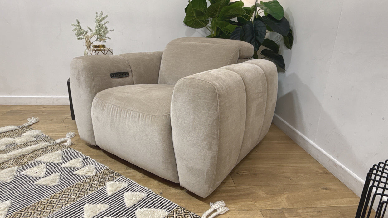 Sofology Solace Chair Power Recliner/Headrest Lumbar Support in Sample Mushroom