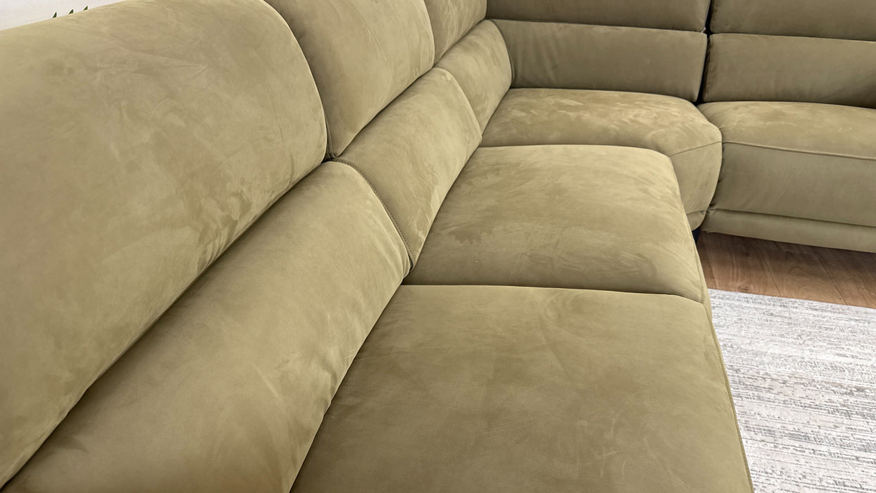 Sofology The Fratelli Fabric 3 Corner 1.5 Seater Power Recliner/Headrest in Lifestyle Nubuck Feel Moss