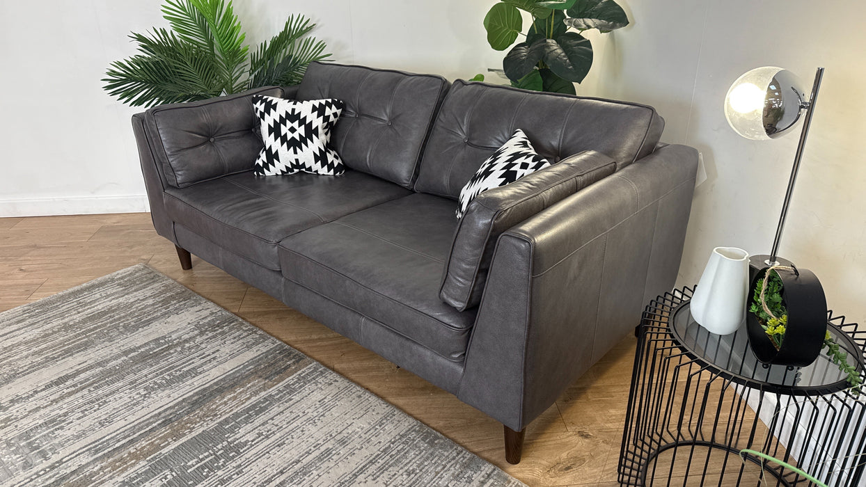 Sofology Cricket Leather 3 Seater in Graphite Mix