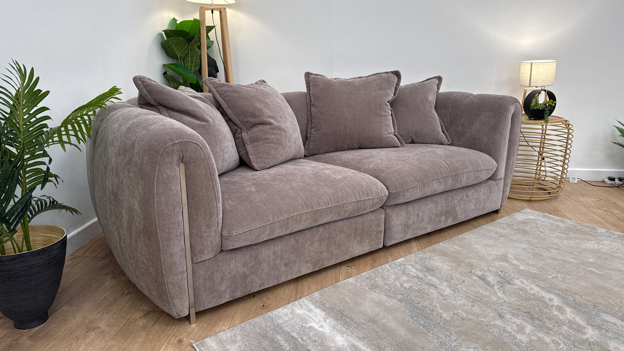 Sofology The Empress Fabric 3 Seater Pillow Back in Relaxed Chenille Nutmeg