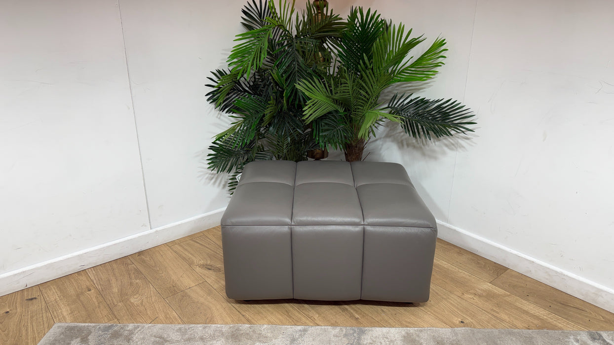 Sofology Luna Leather Storage Footstool in Elephant