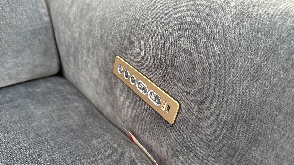 Sofology Plaza Fabric 3 Corner 3 Triple Power Recliner/Headrest in Relaxed Chenille Denim