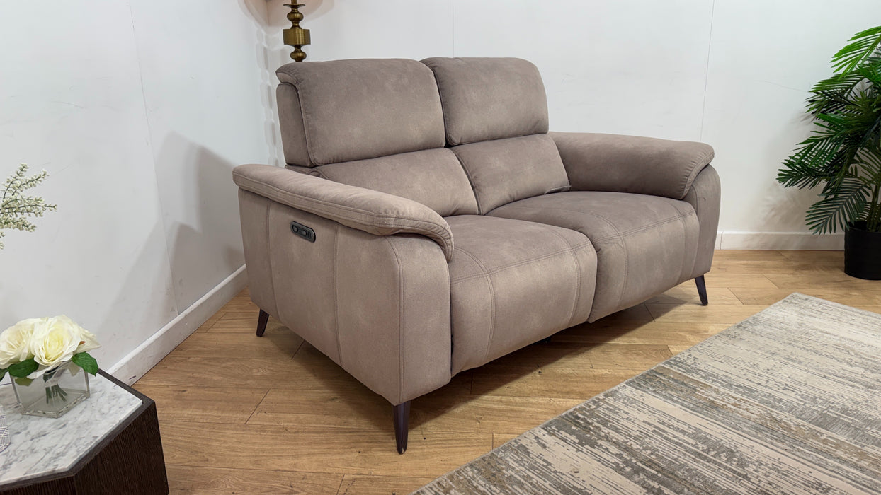 Sofology Bailey Fabric 2 Seater Power Recliner/Headrest in Lifestyle Flecked Nutmeg