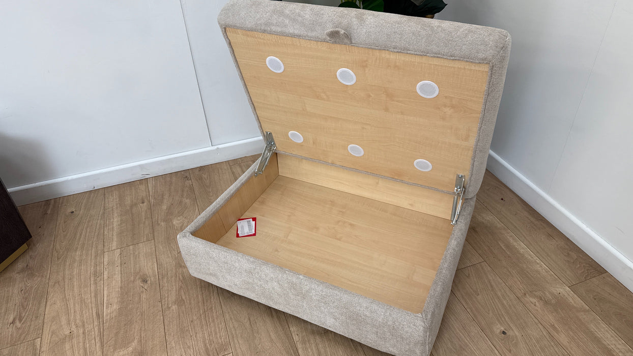 Sofology Haven Fabric Storage Footstool in Micro Flecked Boucle Natural