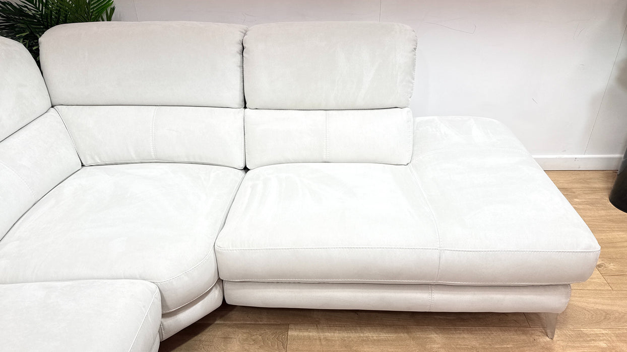 Sofology Illinois Fabric 2 Corner 1 Terminal Power Recliner/Headrest in Lifestyle Textured Beige